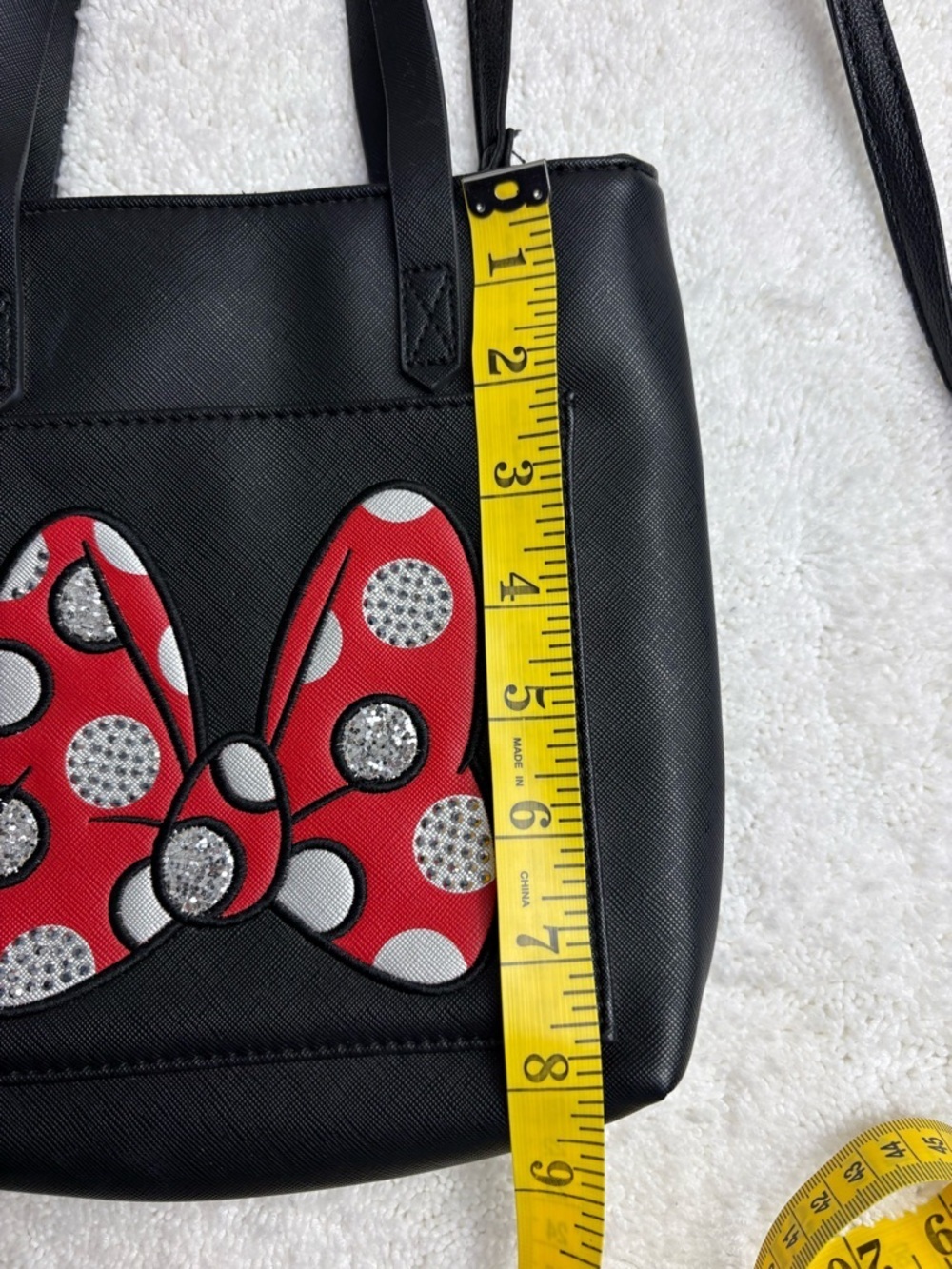 Minnie Mouse Black Tote Bag with Red and White Bow Design - Picture 10 of 11